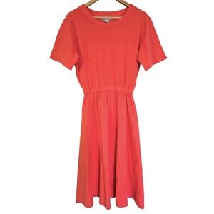 Vintage Fads Coral T-Shirt Knit Cinched Waist Midi Dress‎ Medium Petite